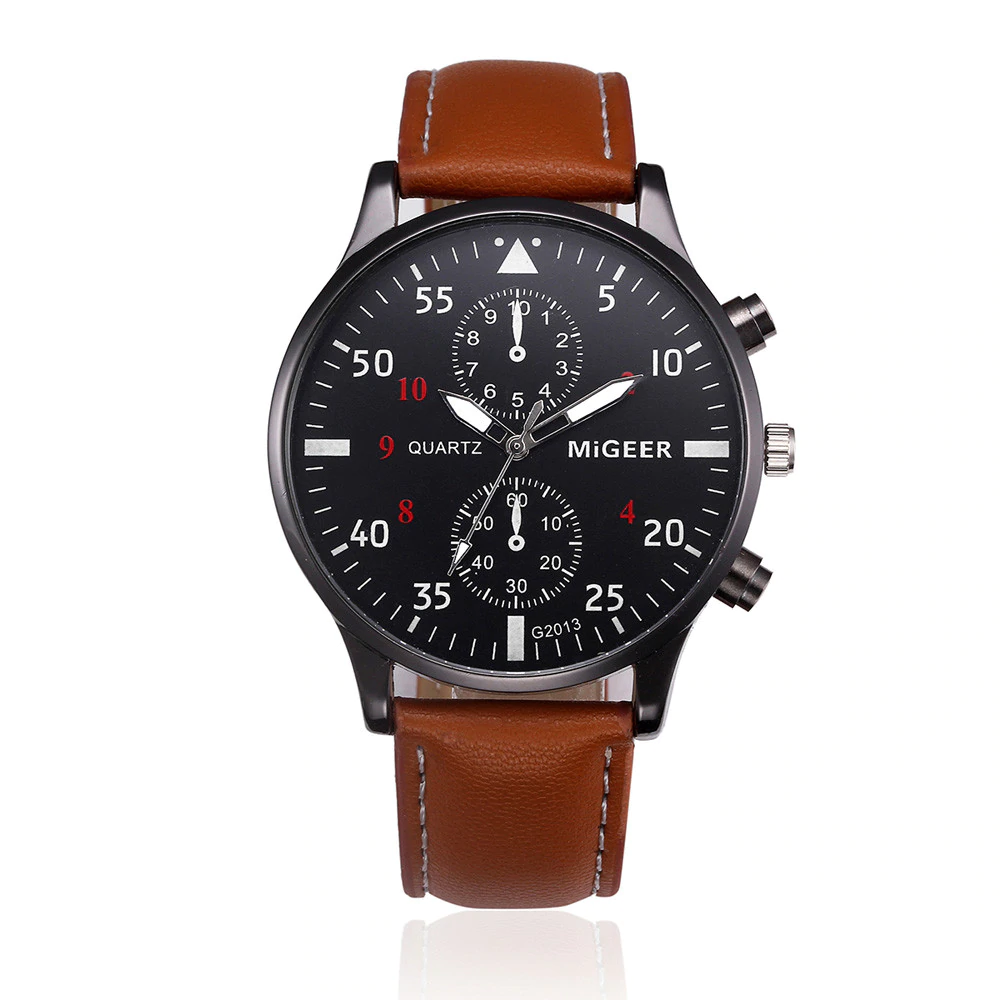 Leather Banded Analog Alloy Wrist Watch - Royal Dial