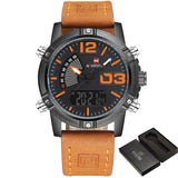 Men’s Leather Military Style Waterproof Watch - Royal Dial