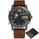 Men’s Leather Military Style Waterproof Watch - Royal Dial
