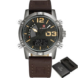 Men’s Leather Military Style Waterproof Watch - Royal Dial