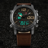 Men’s Leather Military Style Waterproof Watch - Royal Dial