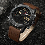 Men’s Leather Military Style Waterproof Watch - Royal Dial