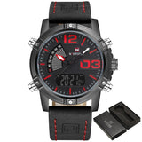 Men’s Leather Military Style Waterproof Watch - Royal Dial