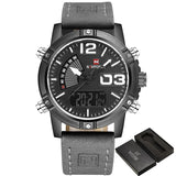Men’s Leather Military Style Waterproof Watch - Royal Dial