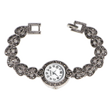 Antique Silver Woman's Watches | Crystal Vintage Bracelet Watch - Royal Dial