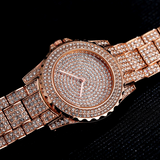 Rhinestone Rose Gold Clock for Ladies